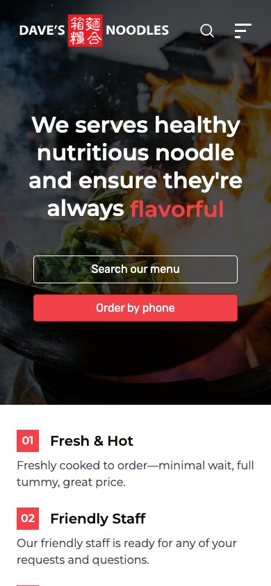 Dave's Noodles on a phone